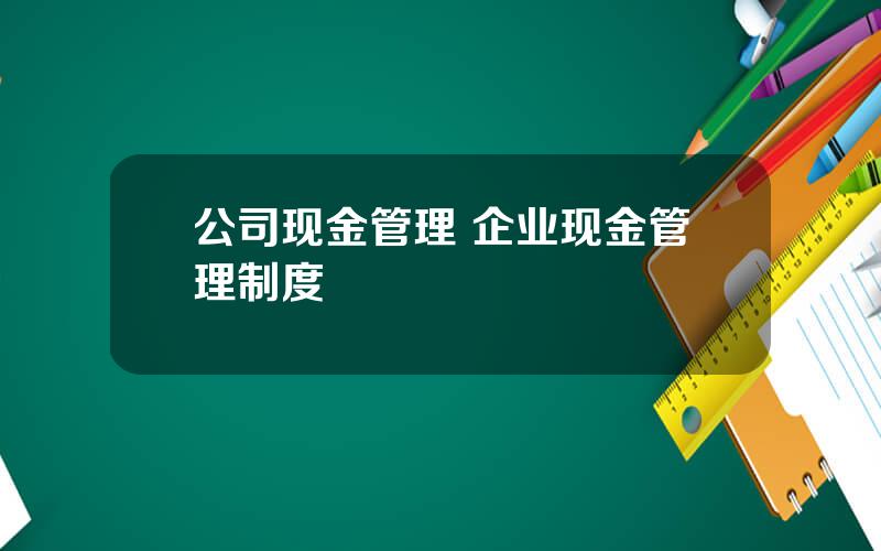 公司现金管理 企业现金管理制度